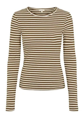 Esmé Studios Blossom Stripe LS T-shirt - Dark Olive