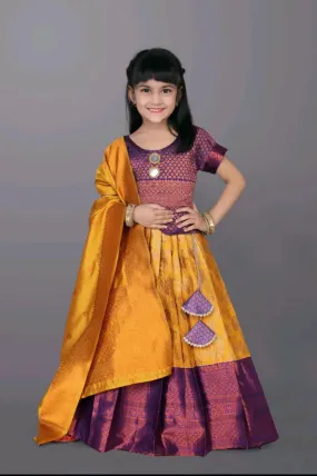 Ethnic Kids Yellow Girl Lehenga Choli Dupatta