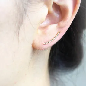 Faceted Curve Bar Ear Climber, ear cuff