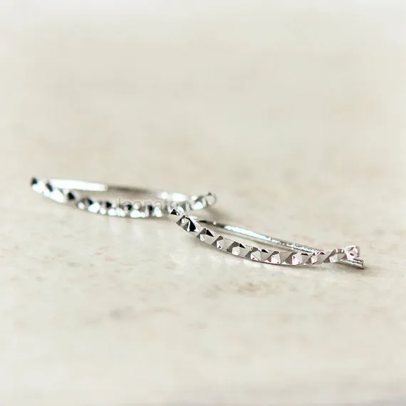 Faceted Curve Bar Ear Climber, ear cuff