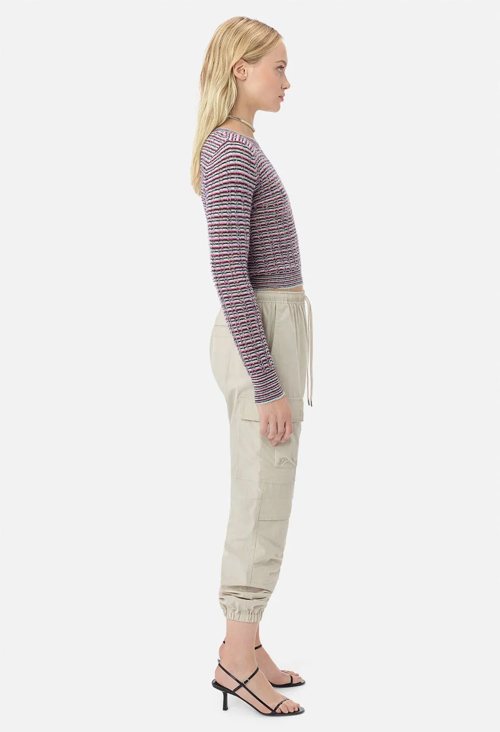 Fil Coupe Alpaca Cropped Crew / Pink Stripe