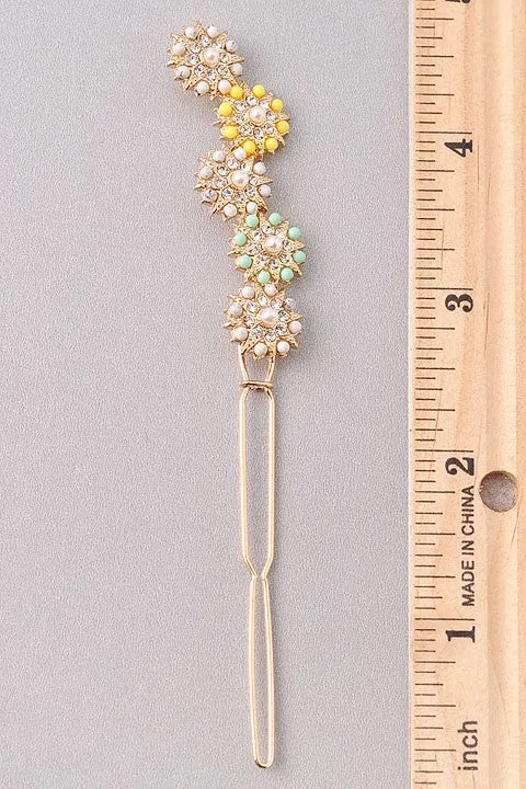 Floral Rhinestone Hair Clip