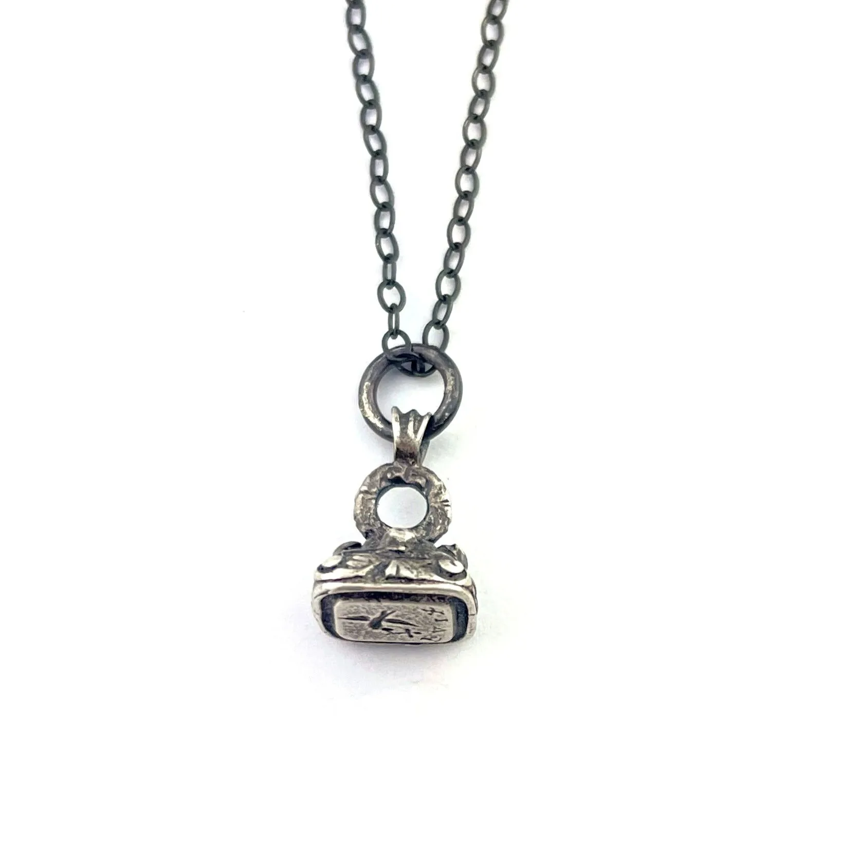 French DOVE Wax Seal Necklace - Silver