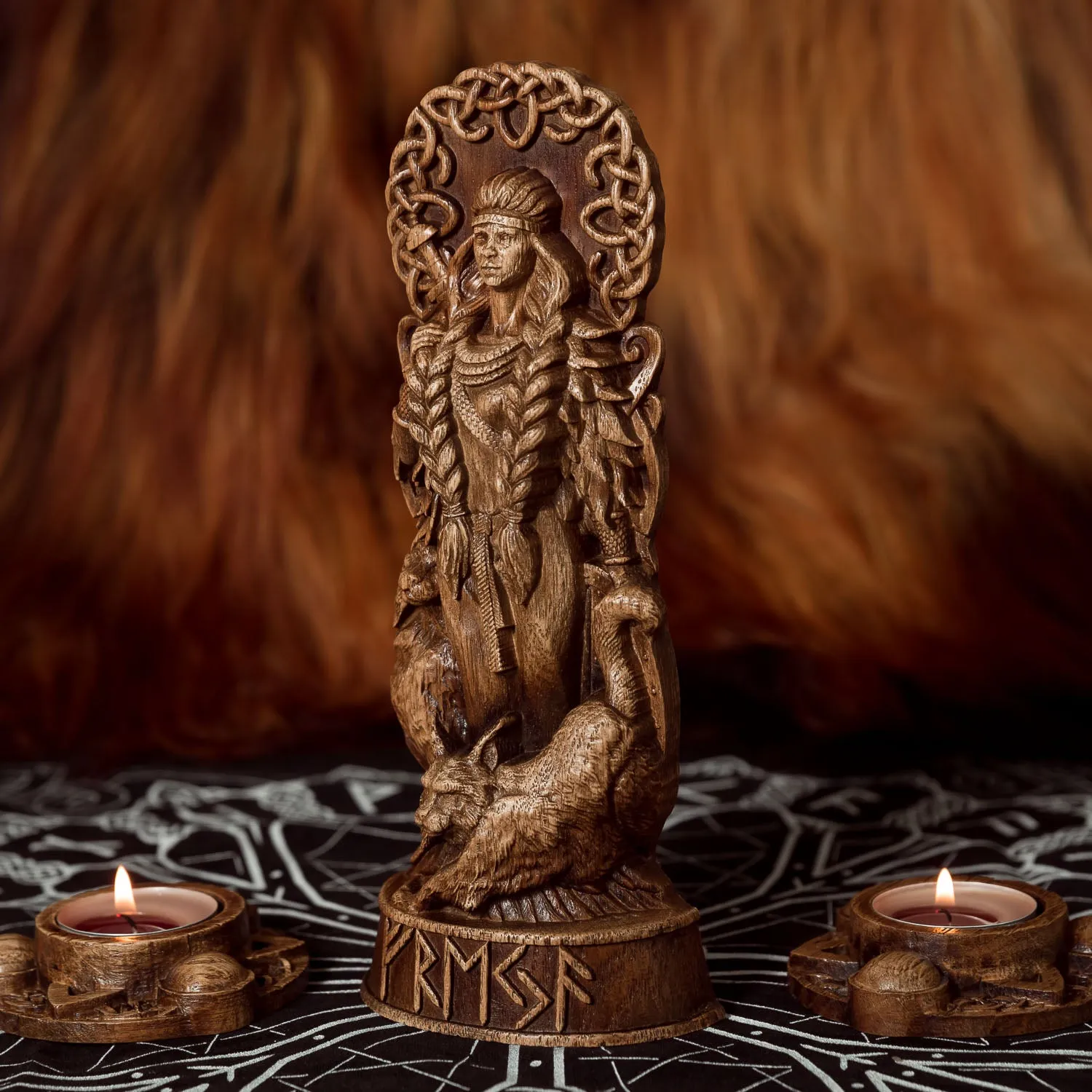 Freyja Goddess Wood Carving / Statue