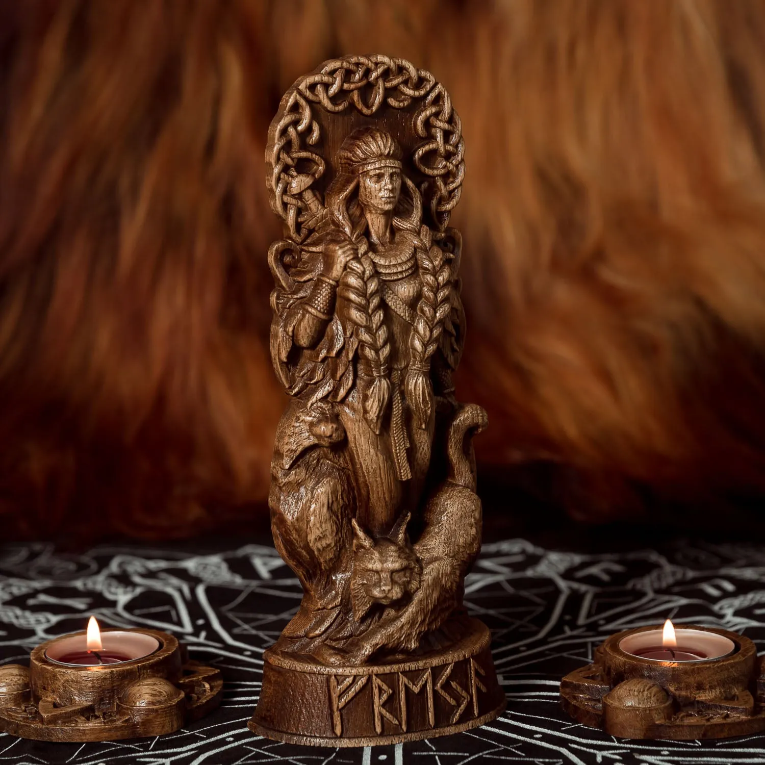 Freyja Goddess Wood Carving / Statue