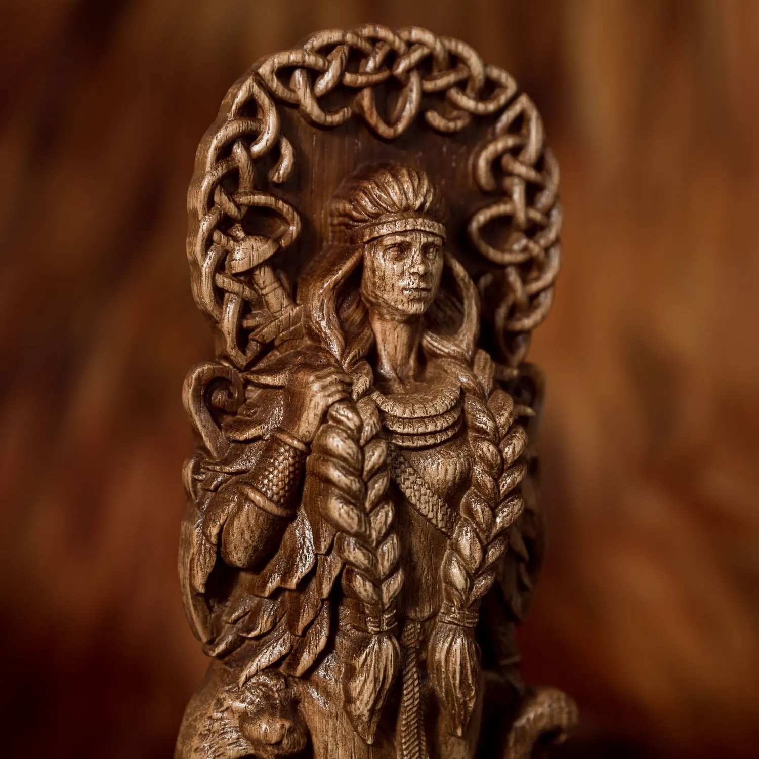 Freyja Goddess Wood Carving / Statue