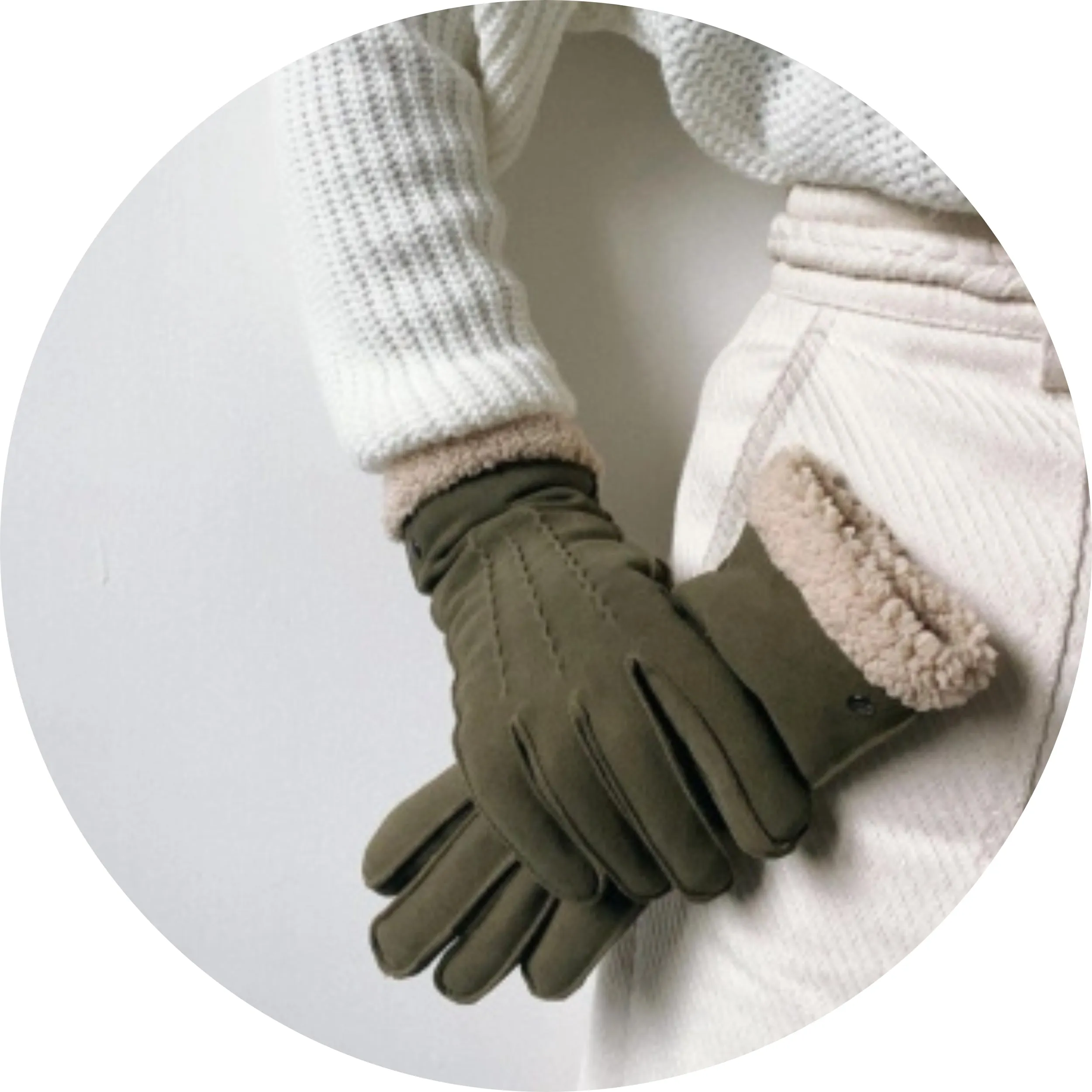 Gants Femme cuir velours fourrés Olive