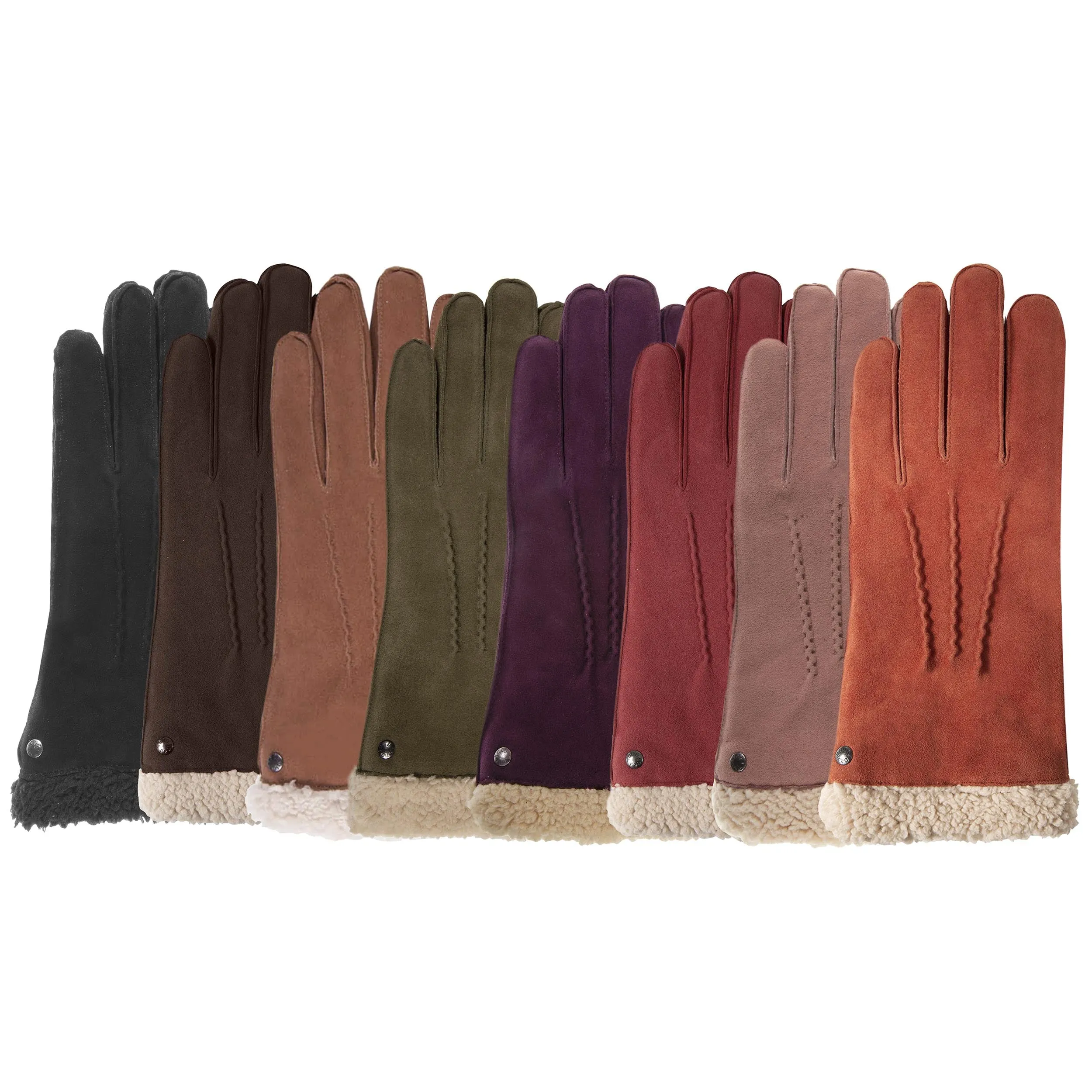 Gants Femme cuir velours fourrés Olive