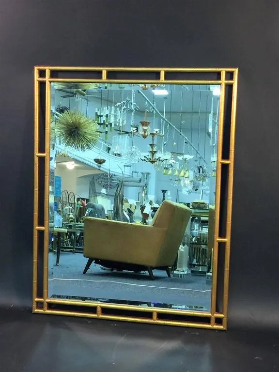 Giltwood Faux Bamboo Decorator Mirror