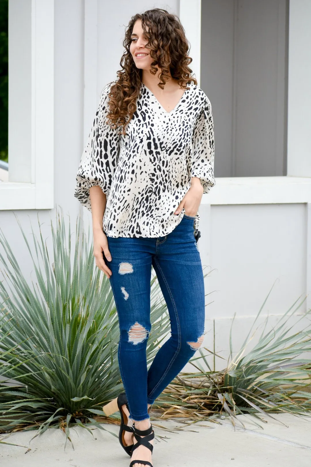 Got Me On The Edge Printed Blouse