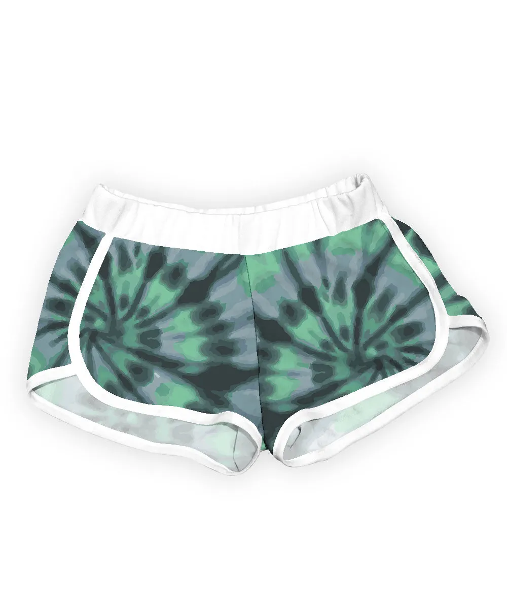 Green and Gray Tie-Dye Shorts