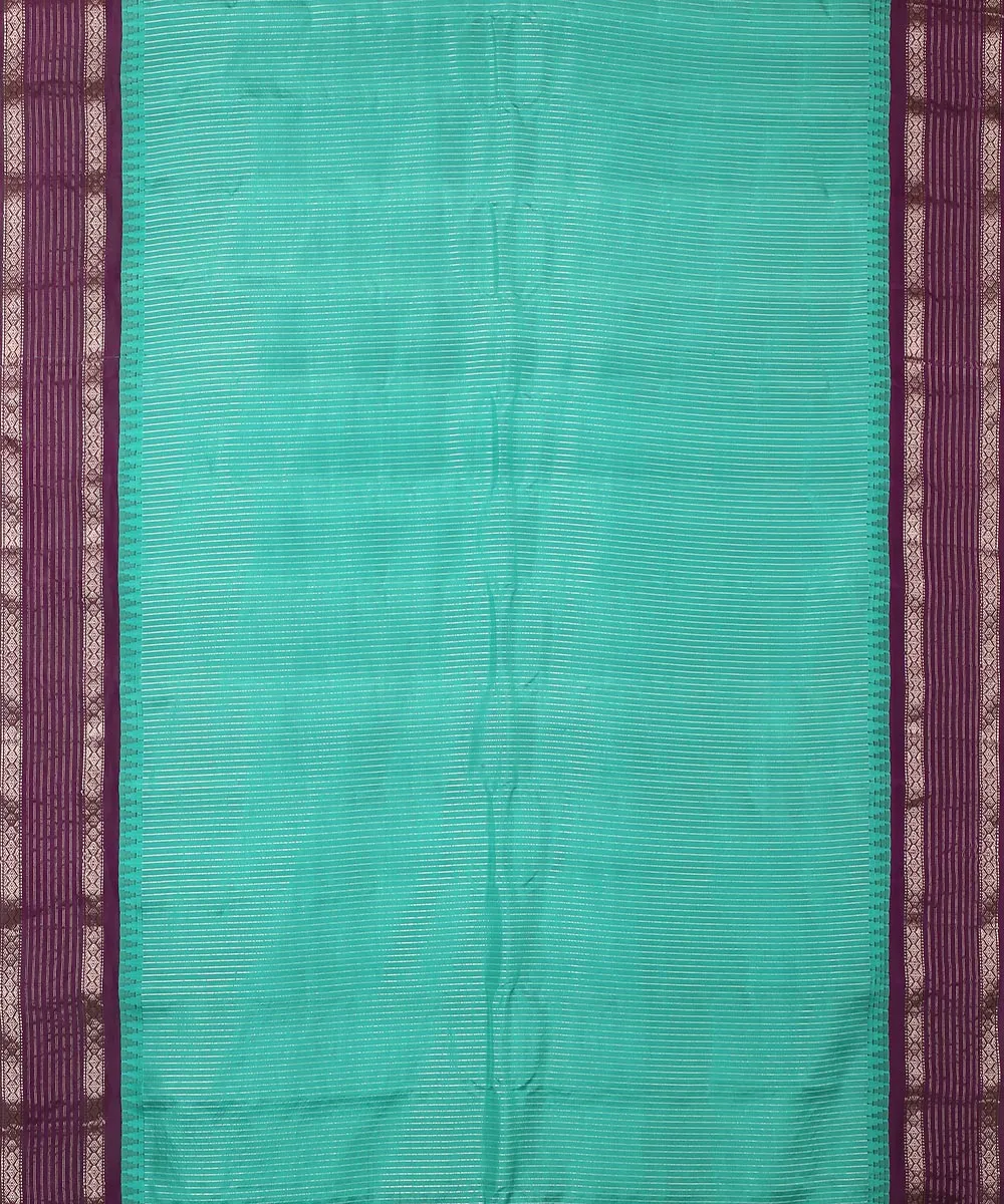 Green purple gadwal handwoven silk saree