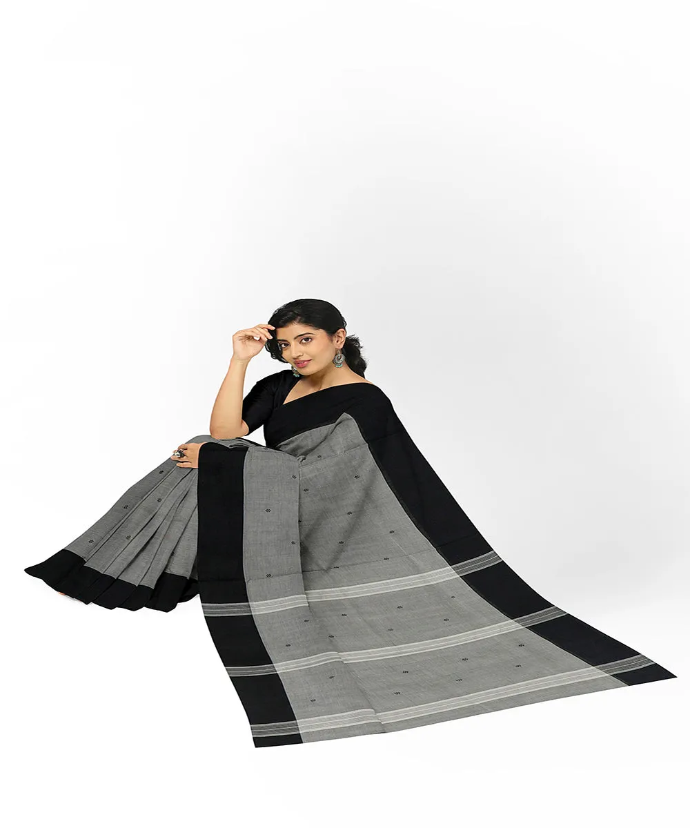 Grey black butta handwoven rajahmundry cotton saree