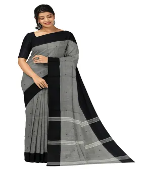 Grey black butta handwoven rajahmundry cotton saree