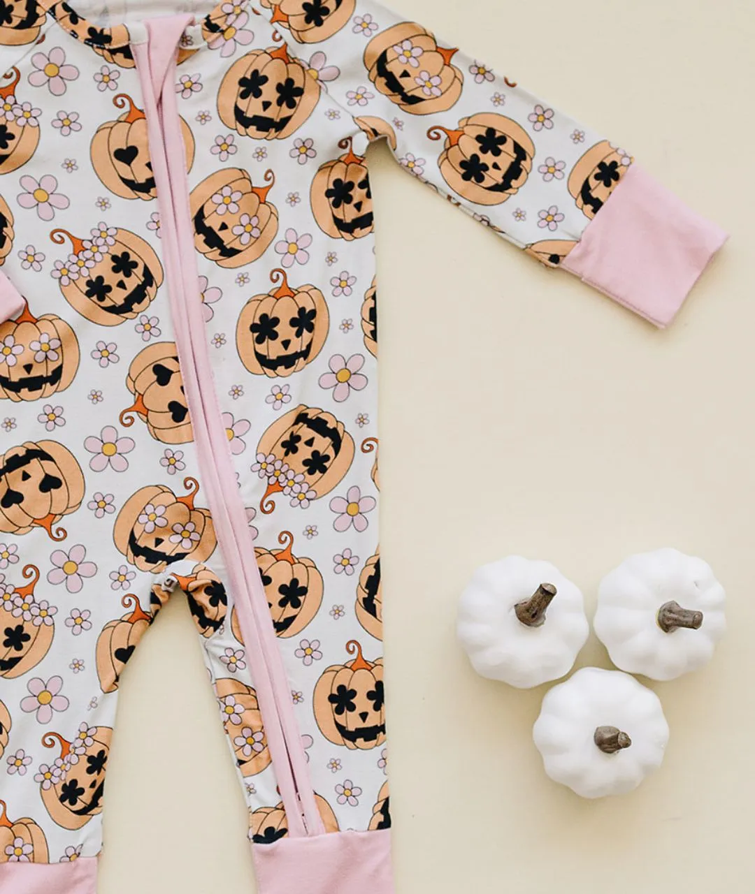 Halloween Bamboo Zip Romper | Pink