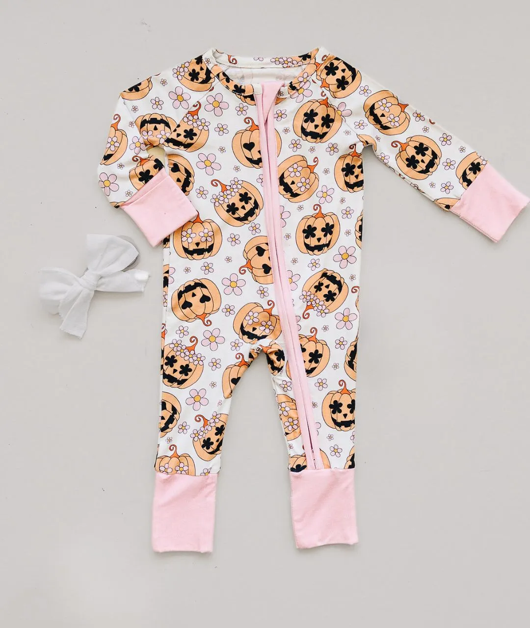 Halloween Bamboo Zip Romper | Pink