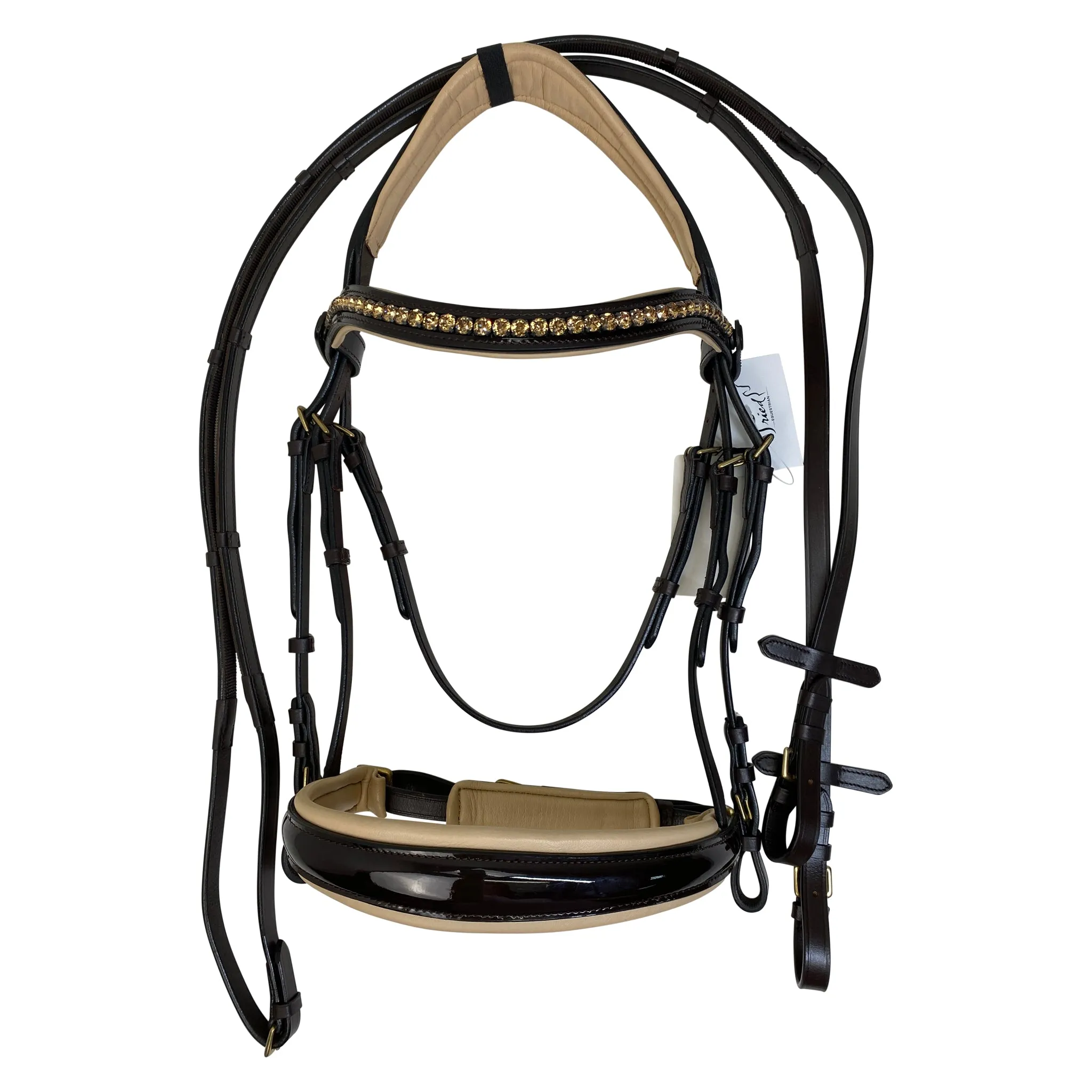 Halter Ego Patent Snaffle Bridle in Brown/Cream  - Full