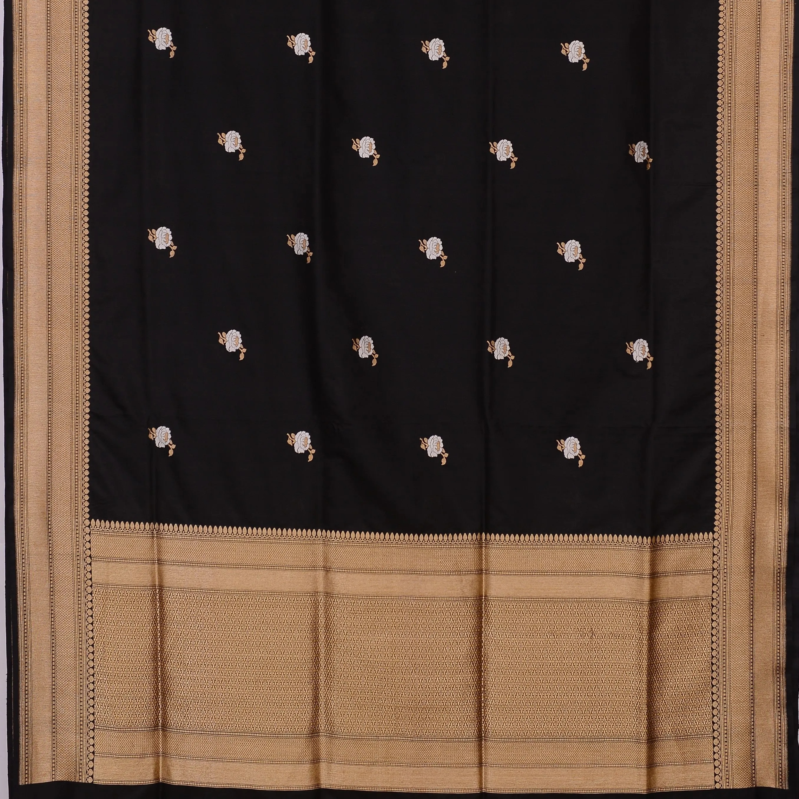 Handwoven Black Katan Banarasi Silk Saree - 107N011032DSJ