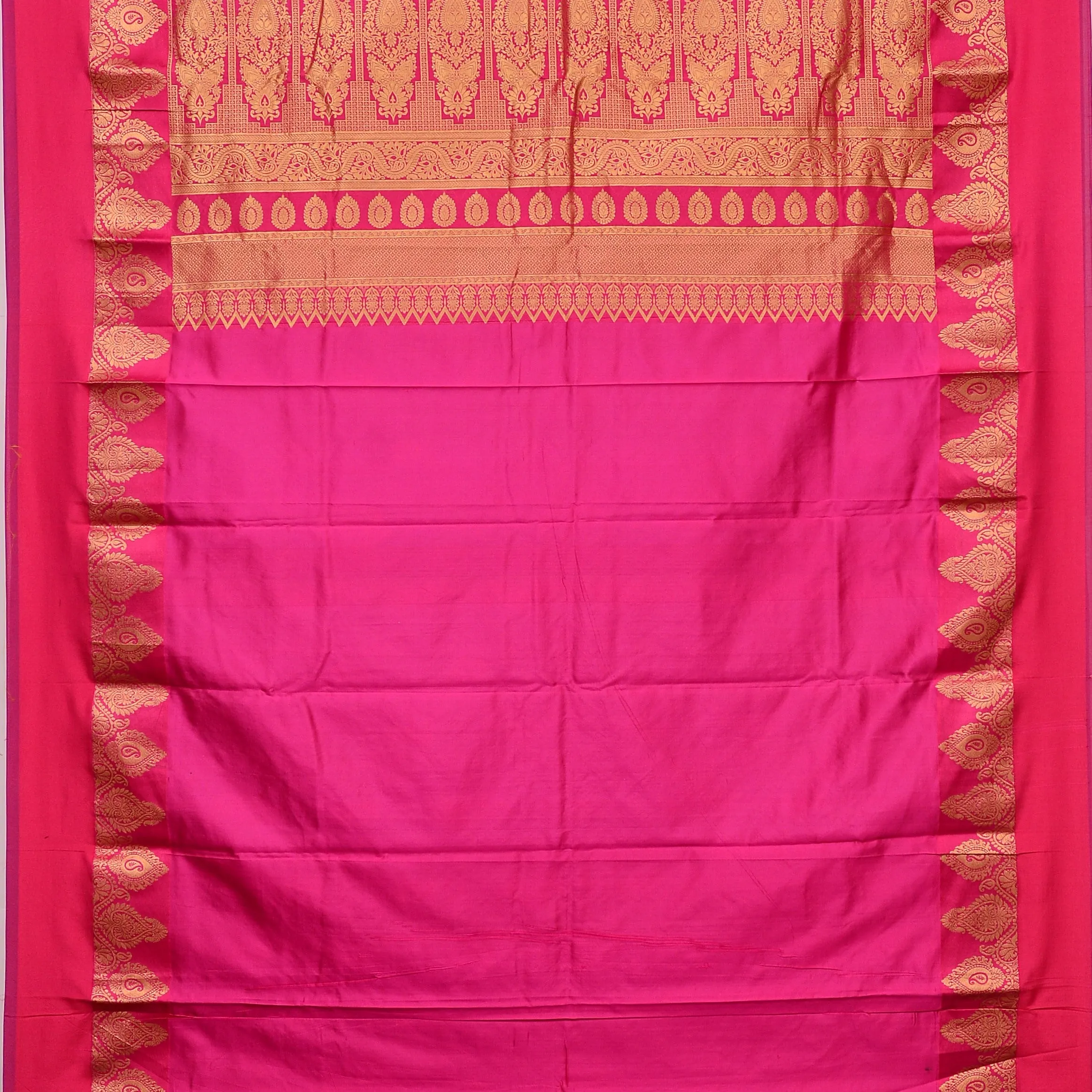 Handwoven Black with Pink Bangalore Silk Saree - 129N011773DSJ