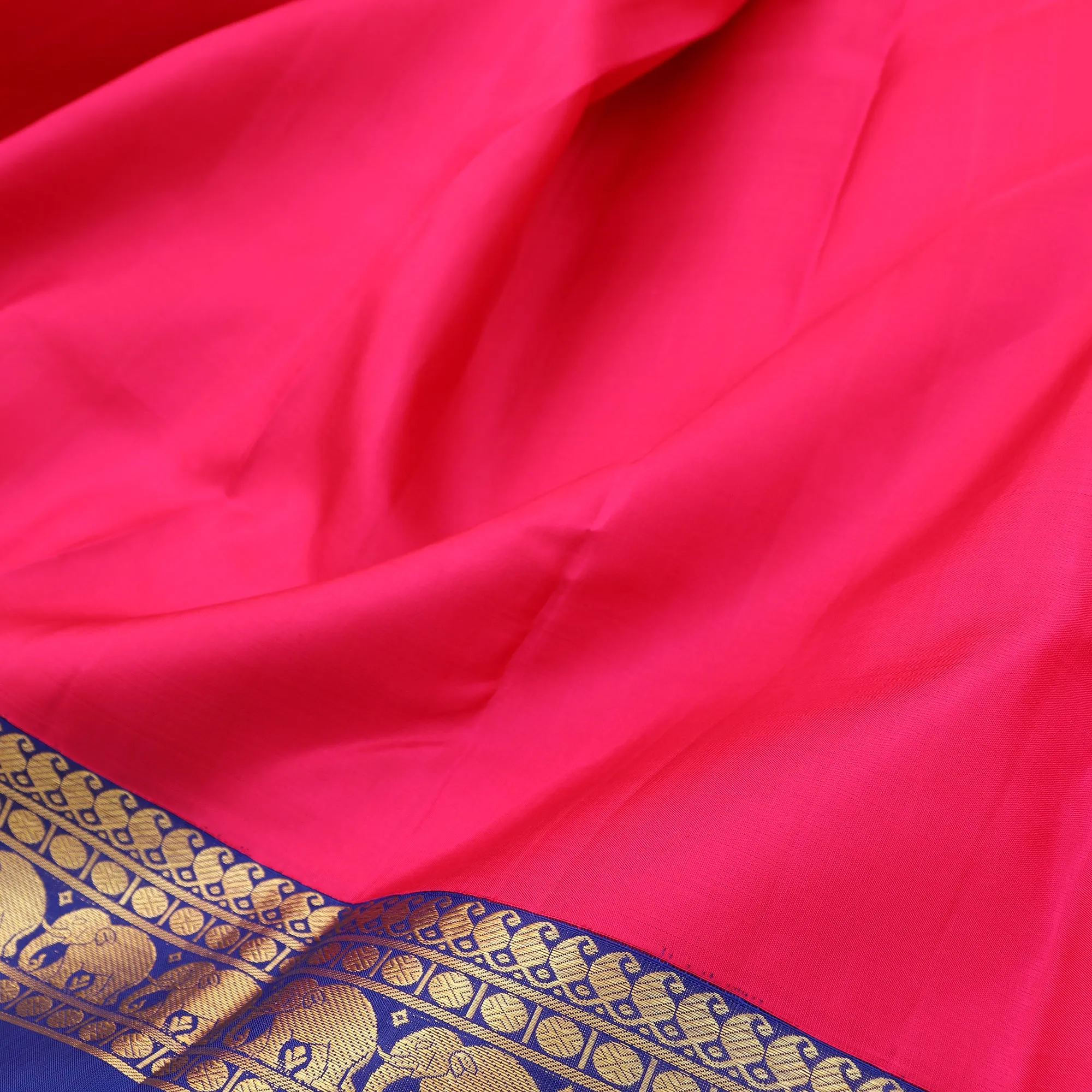 Handwoven Magenta with Blue Kanjivaram Silk Saree - 388N016258DSA