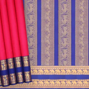 Handwoven Magenta with Blue Kanjivaram Silk Saree - 388N016258DSA