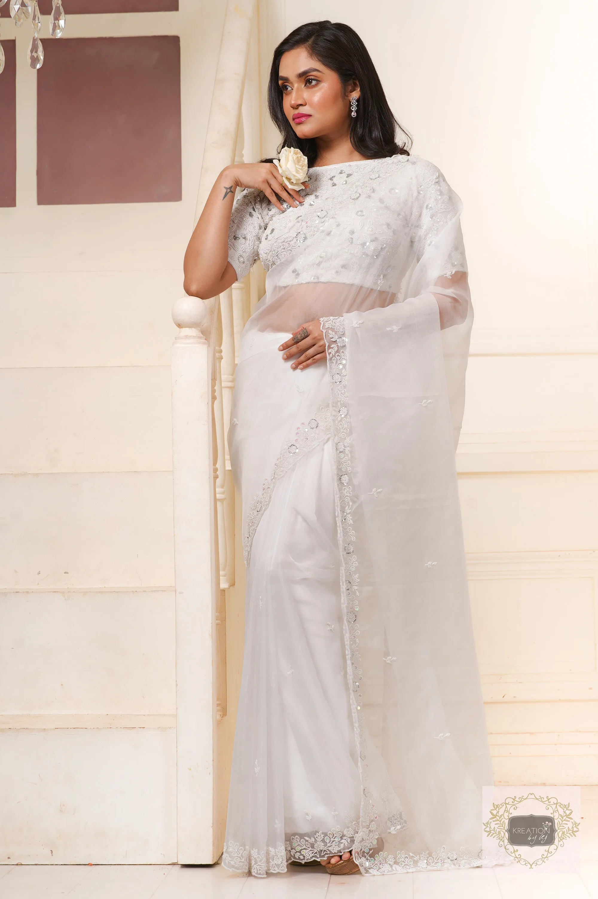 Hansini Handembroidered Organza Saree