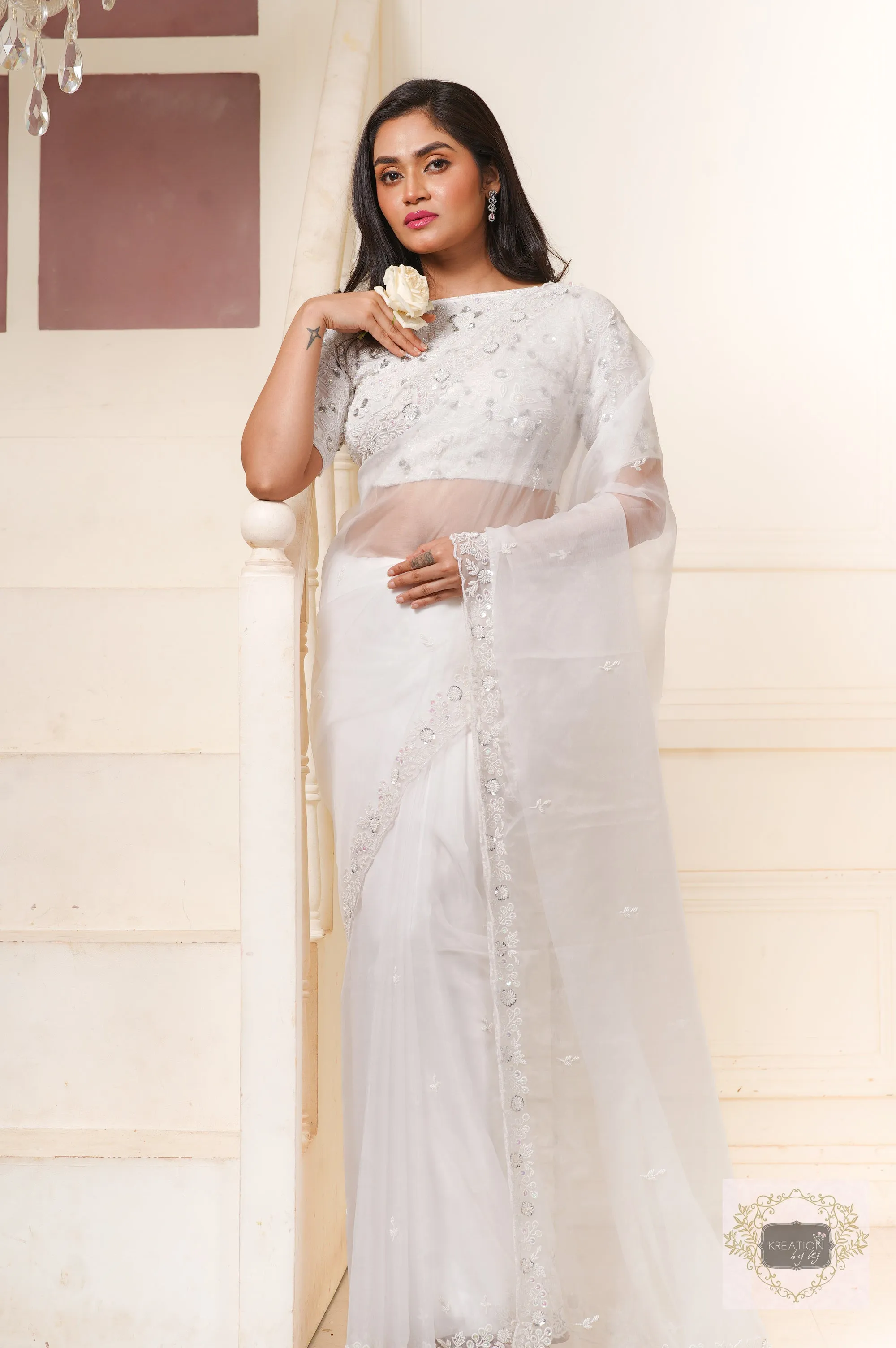 Hansini Handembroidered Organza Saree