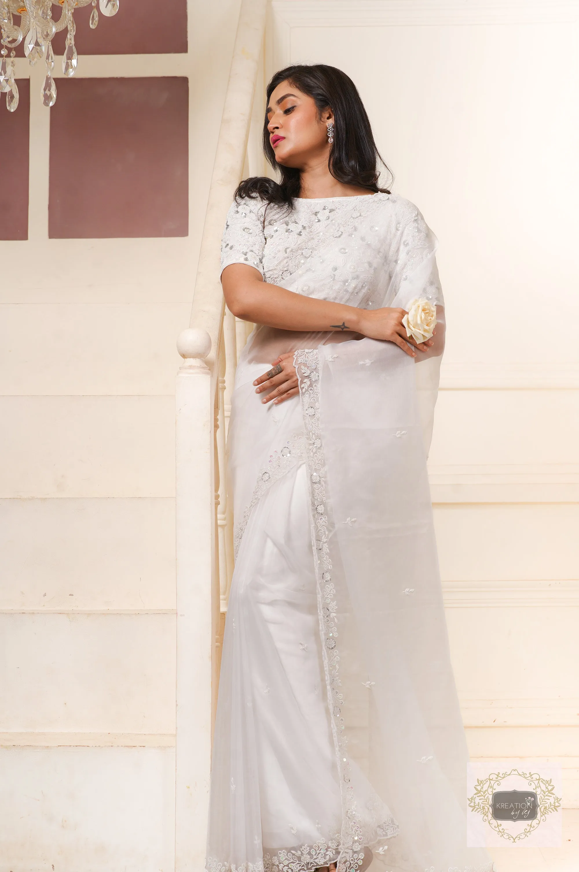 Hansini Handembroidered Organza Saree