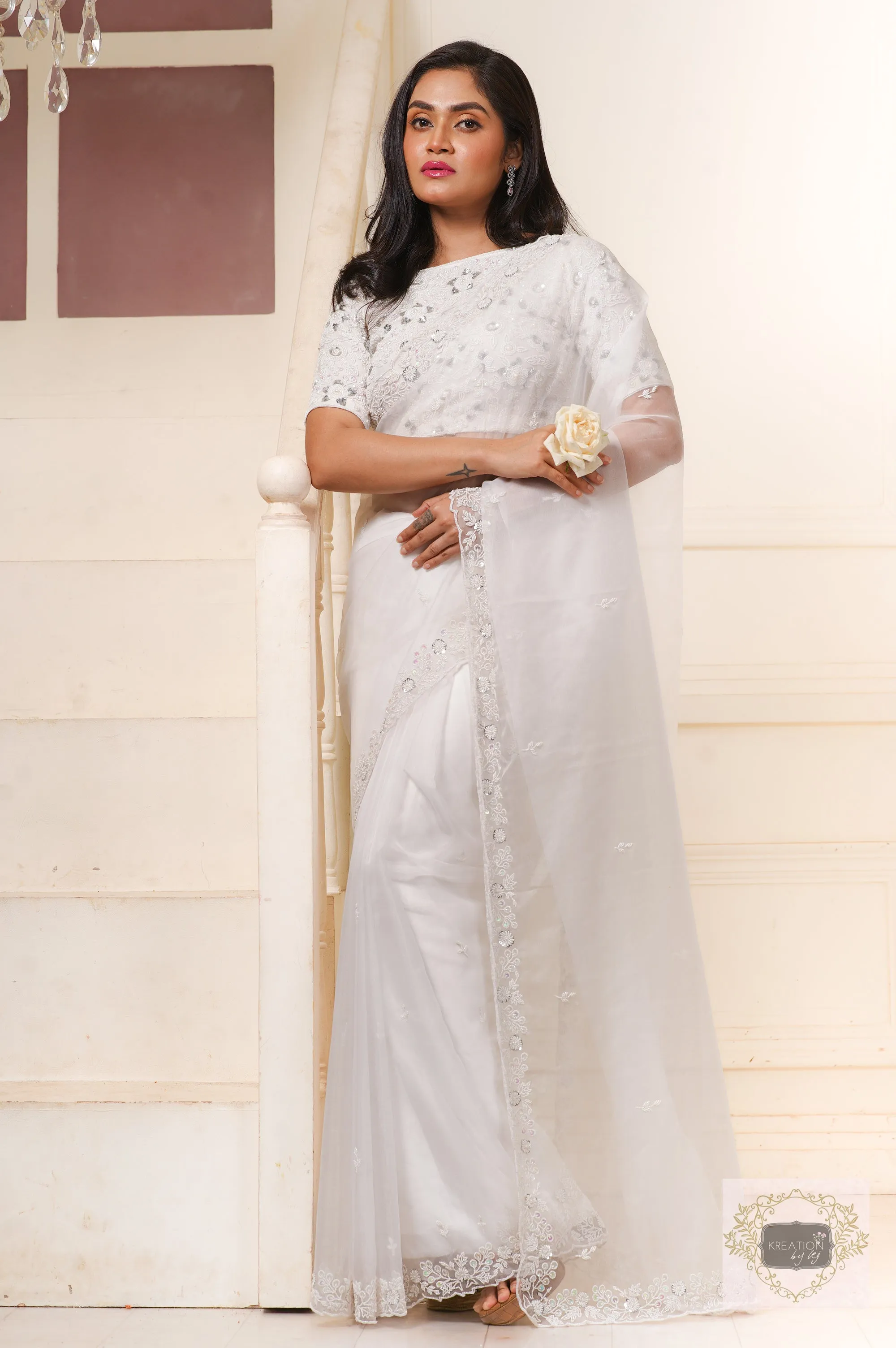 Hansini Handembroidered Organza Saree