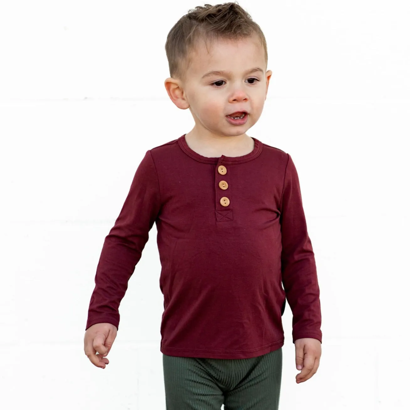 HENLEY LONG SLEEVE- Oxblood