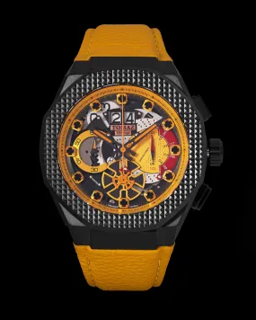 Hexagon TQ023A-D8 (Black/Yellow) Yellow Leather Strap