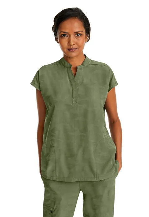 HH Purple Label Women's Journey Mandarin Collar Camo Scrub Top 2352