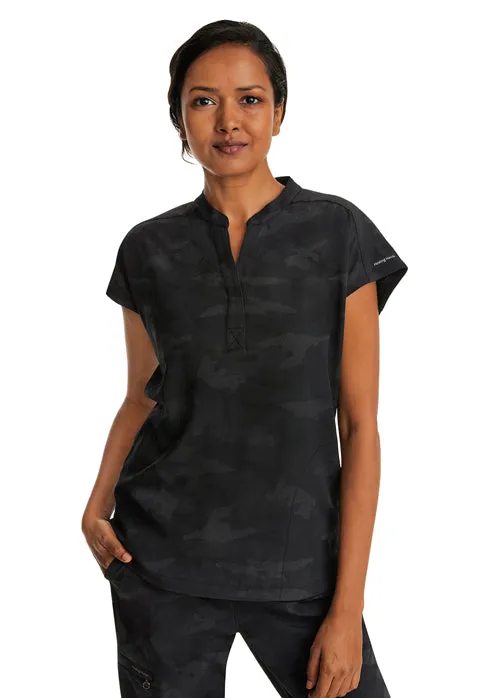 HH Purple Label Women's Journey Mandarin Collar Camo Scrub Top 2352