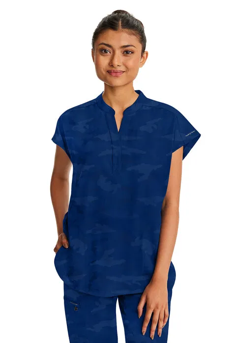 HH Purple Label Women's Journey Mandarin Collar Camo Scrub Top 2352