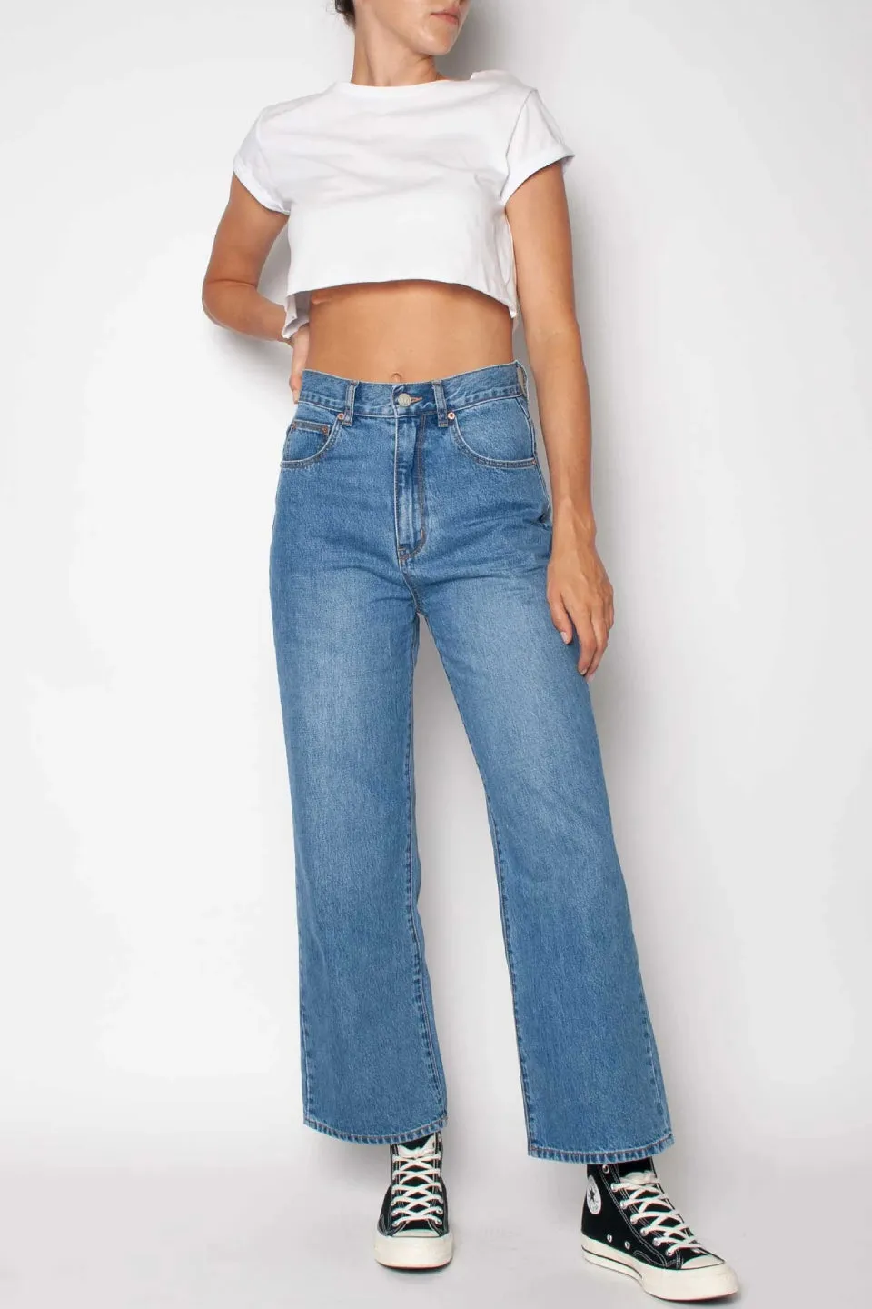 Hi Mum Straight Wide Crop Blue Gem Denim Jean