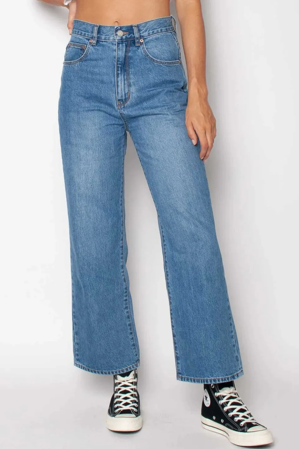 Hi Mum Straight Wide Crop Blue Gem Denim Jean