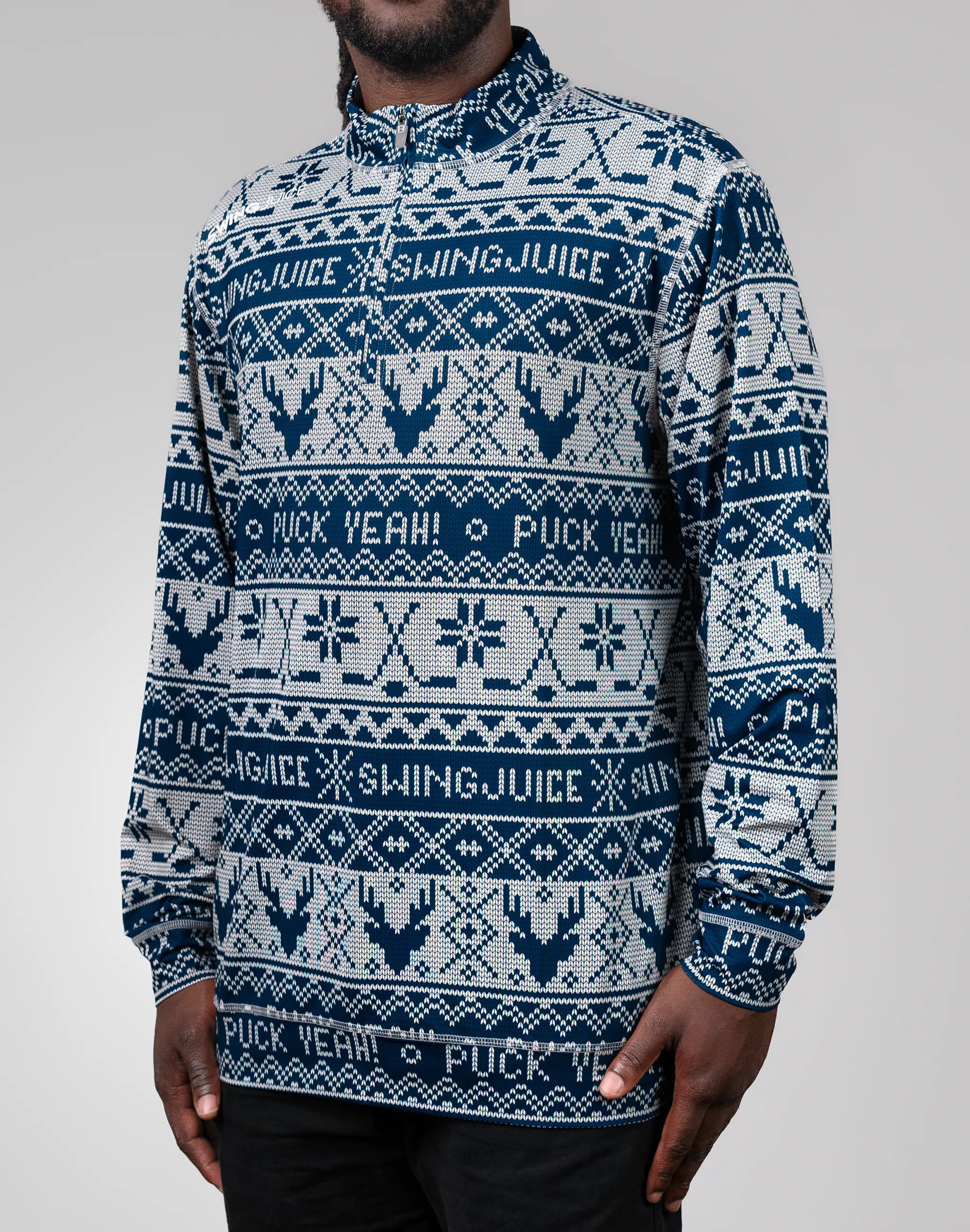 Hockey Puck Yeah Fairisle Men's Quarter Zip