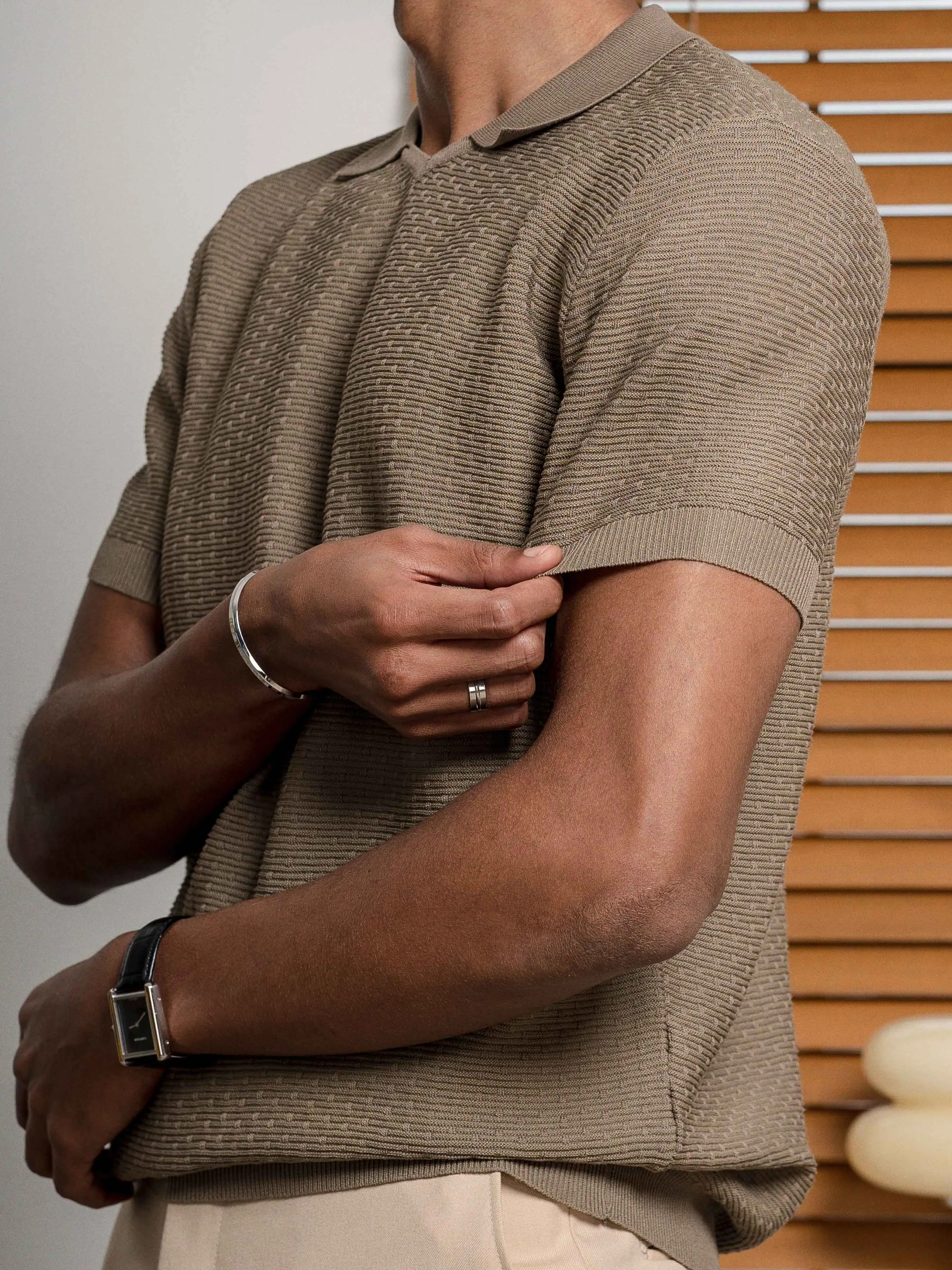 Holme Knit Polo Tee - Beige