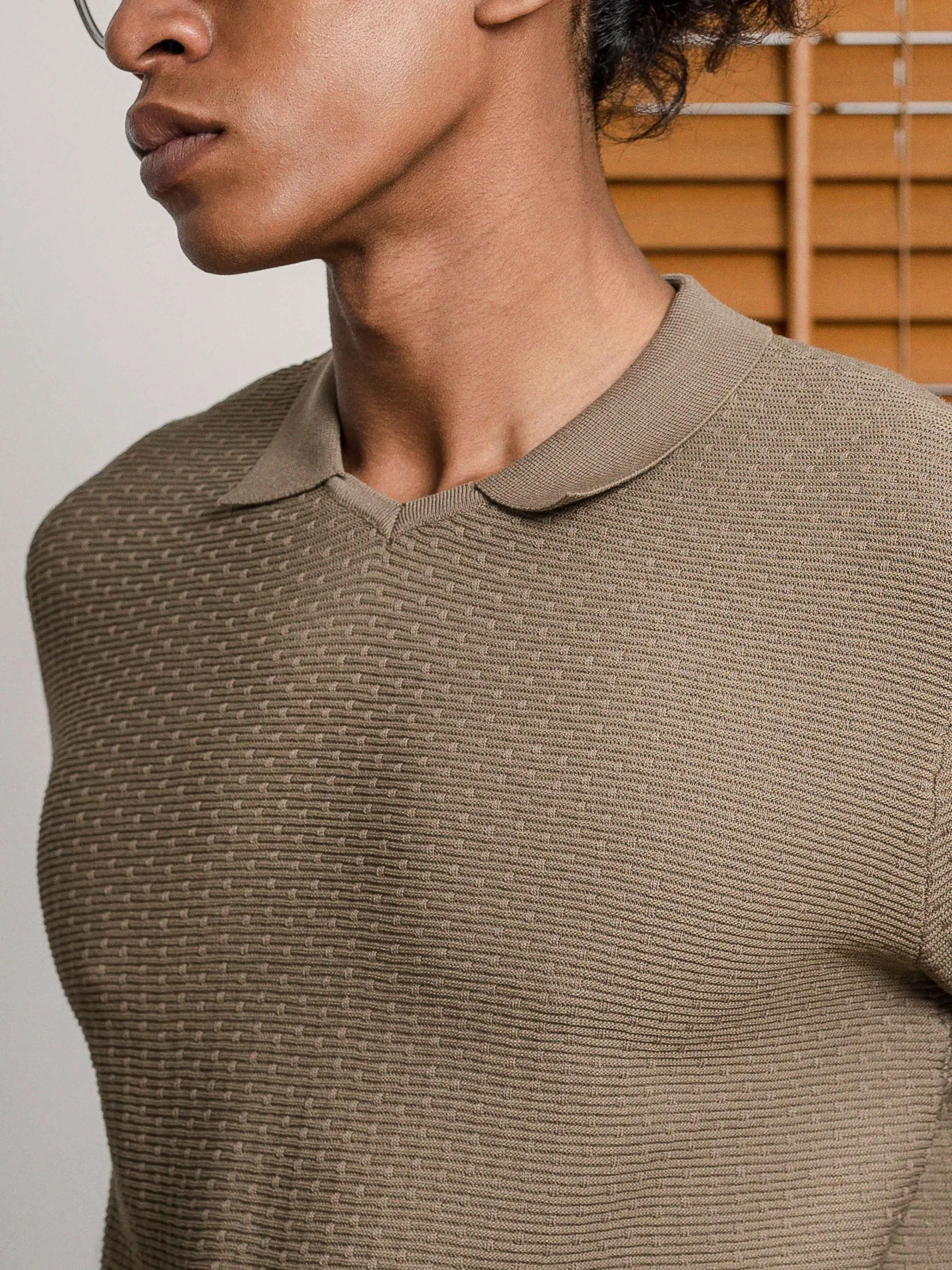 Holme Knit Polo Tee - Beige