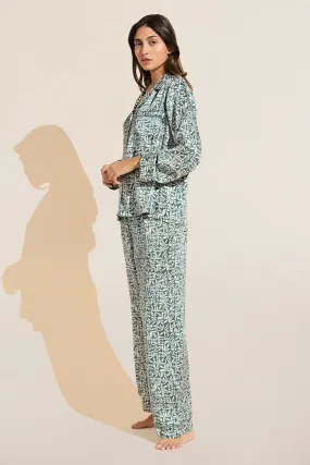 Inez Washable Silk Printed Long PJ Set