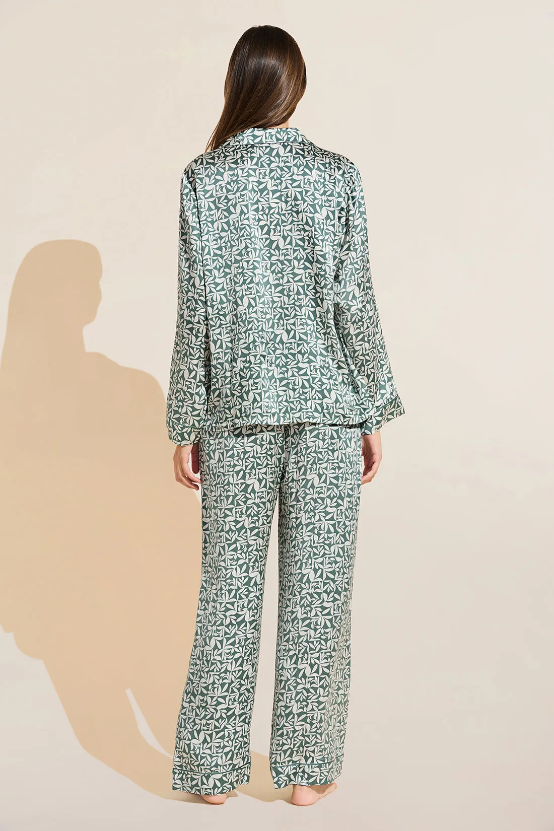 Inez Washable Silk Printed Long PJ Set