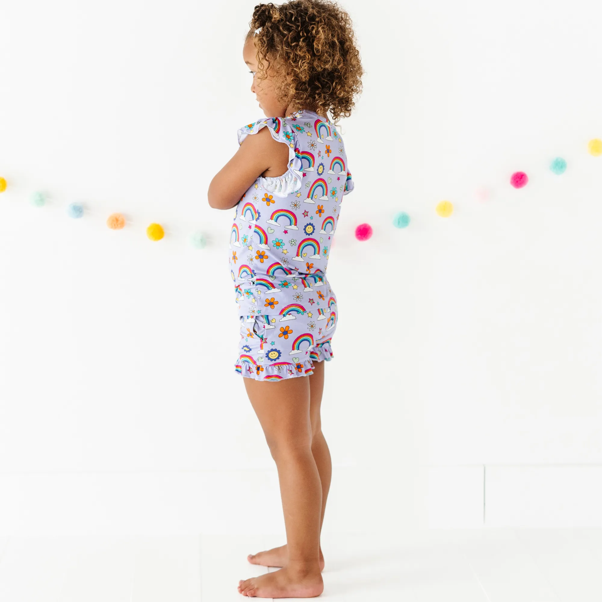 It's All Flowers and Rainbows Ruffle Short Set Toddler/Kids