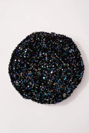 Jade Sparkly Sequin Beret Cap