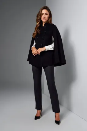 Juliana Cape - Black Wool Silk