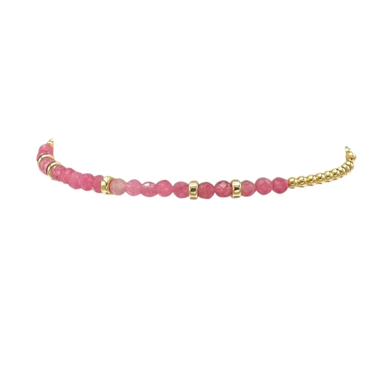 Karen Lazar  - 2mm Yellow Gold Filled Bracelet with Pink Tourmaline