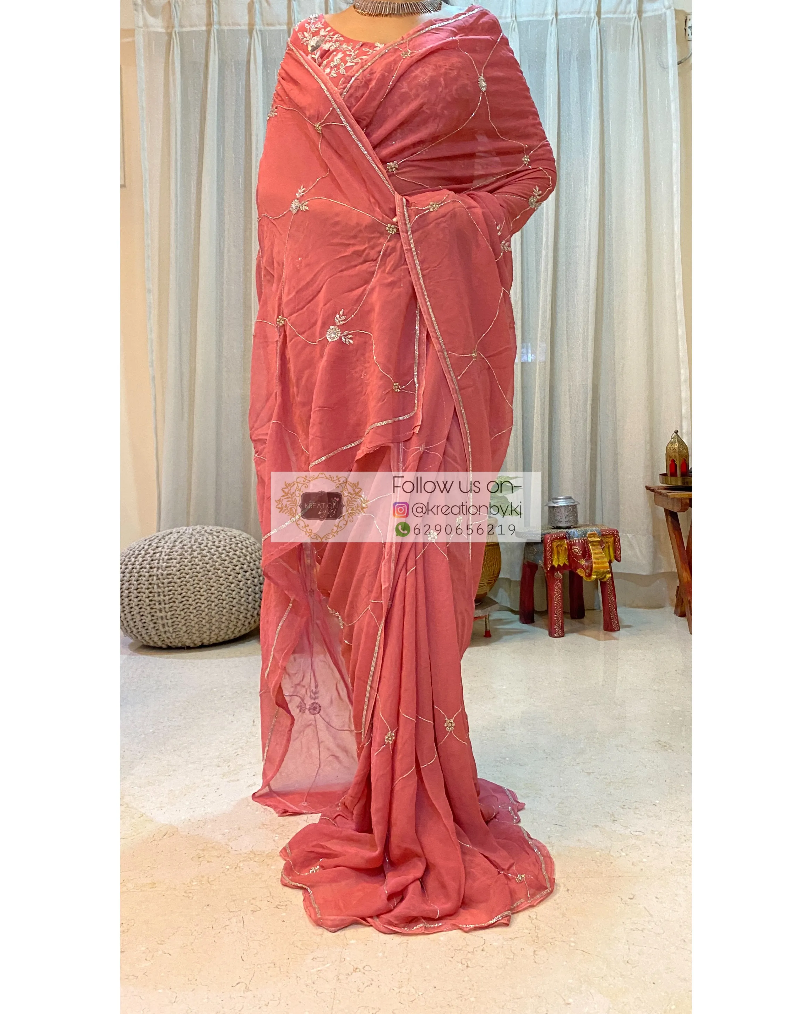 Kashish Pink Georgette Saree