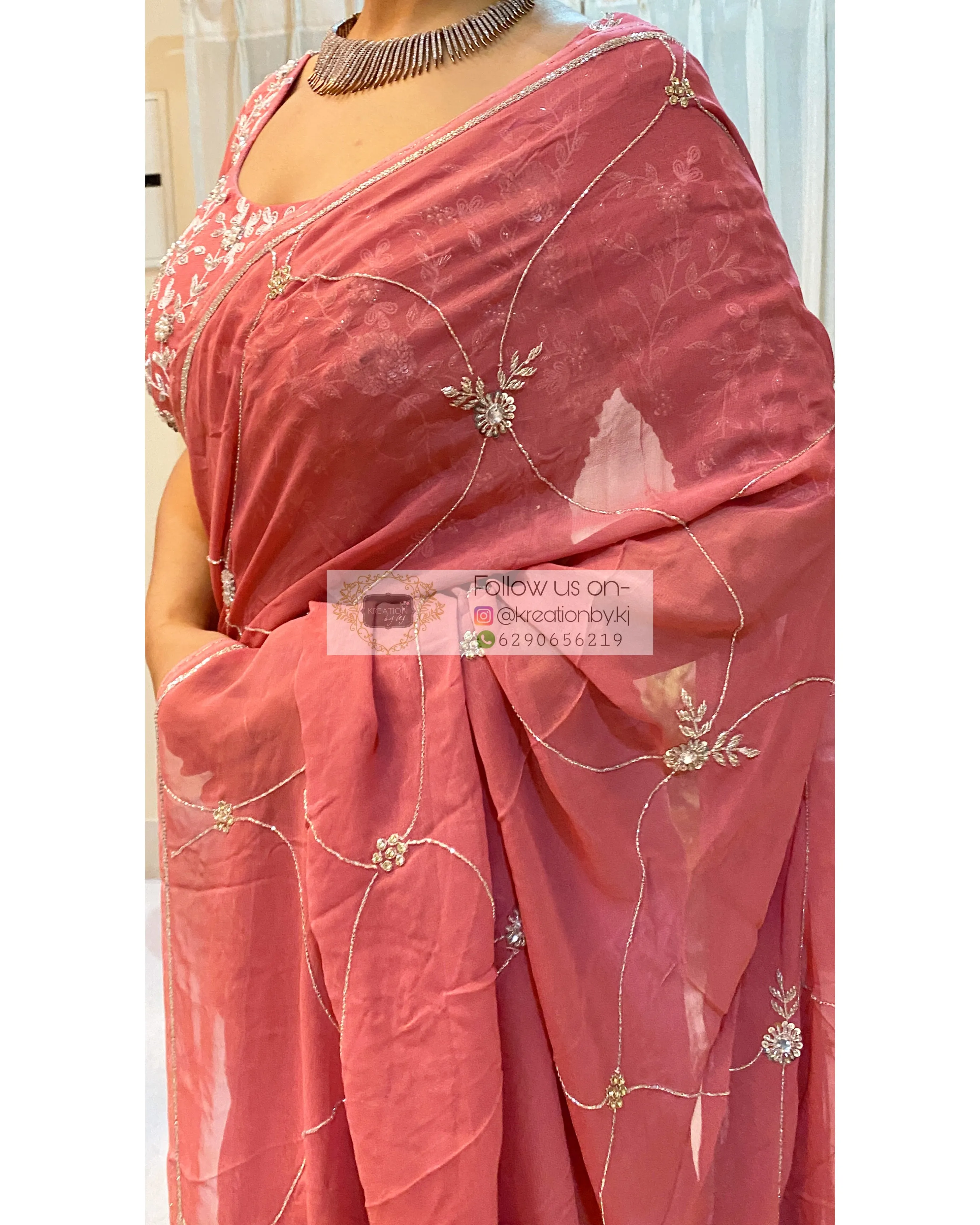 Kashish Pink Georgette Saree