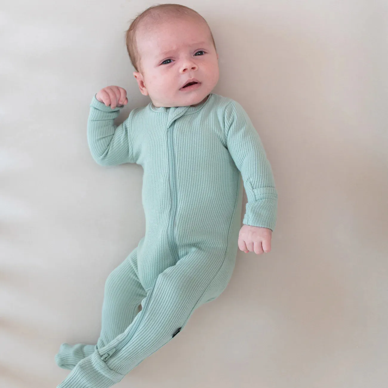 Kyte Baby - Ribbed Zipper Footie in Sage