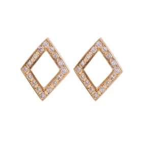 Ladies 14K Yellow Gold Rhombus Shaped Drop Diamond Earrings 0.38 CTW