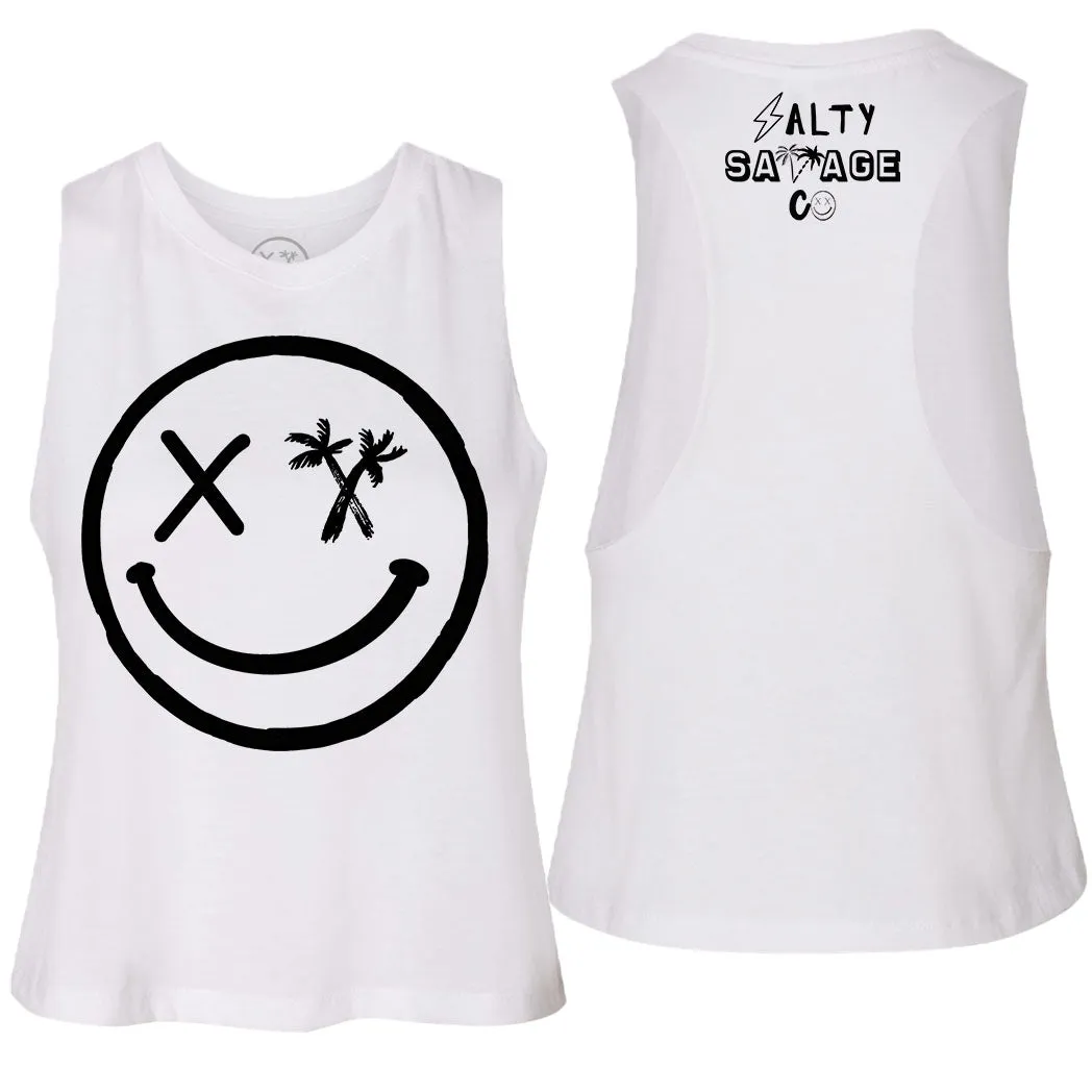 Ladies "Spliced Smile" Flowy Crop Tank